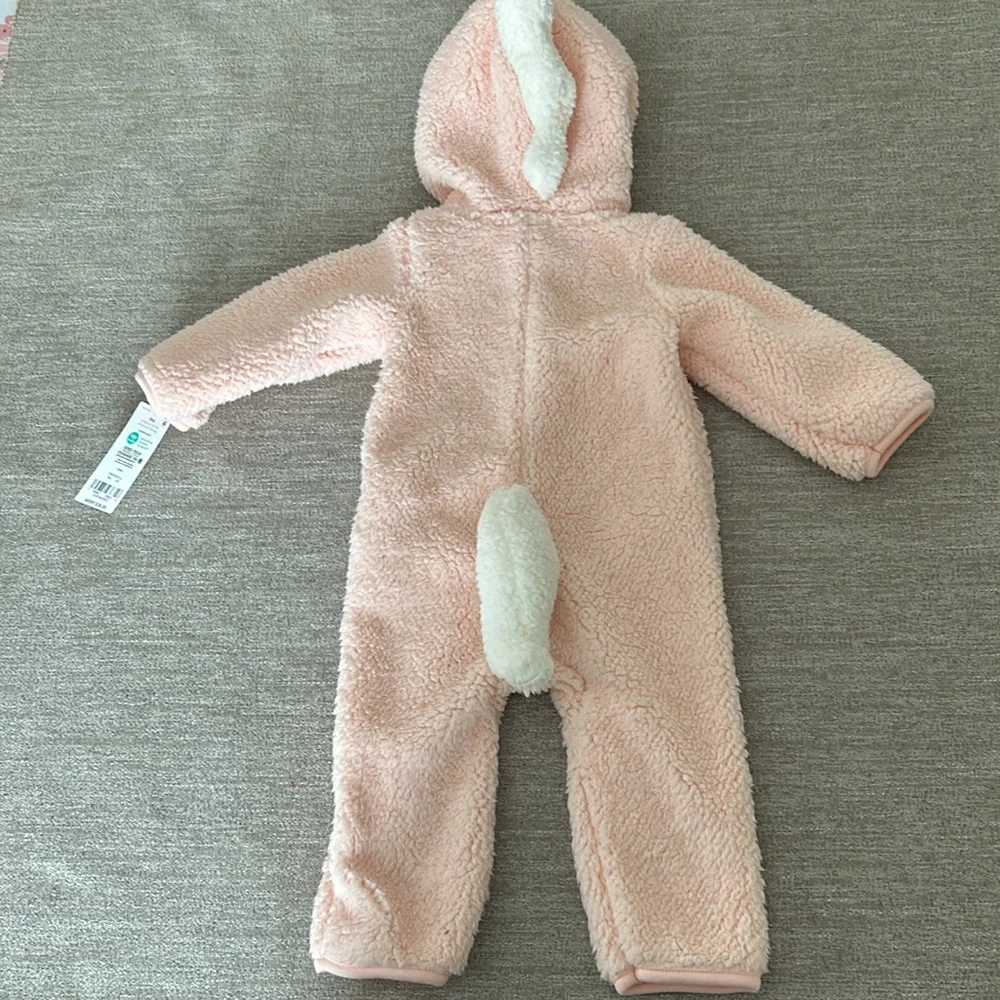 Carters hooded fleece Pink/white unicorn 1 piece outfit/costume. Size 9 mo. NWT - Picture 6 of 12